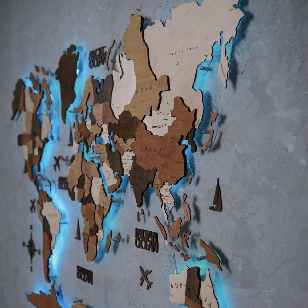 Карта мира из фанеры с подсветкой